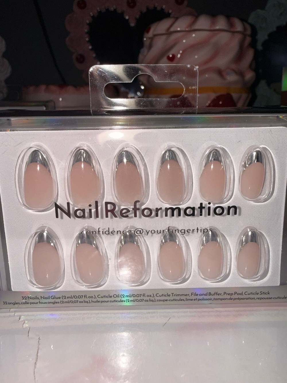 Nail Reformation Nude Pink Nails with Silver Tips